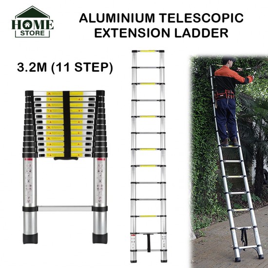 Home Store Aluminium Telescopic Single Extension Ladder 3.2M (11 Step) Home Store Aluminium Telescopic Single Extension Ladder 3.2M (11 Step)
