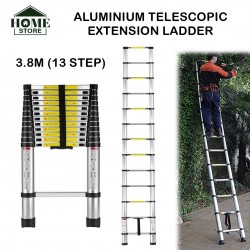 Home Store Aluminium Telescopic Single Extension Ladder 3.8M (13 Step)