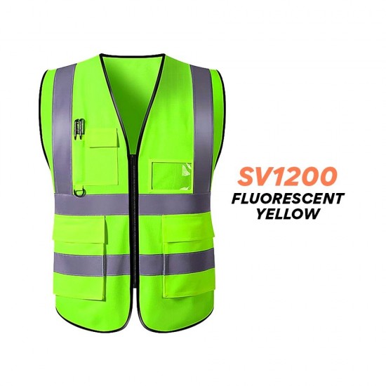 Selamat SV1200 (Yellow)/SV1201 (Orange) Reflective Safety Vest With Zip & Multiple Pocket - Size XXL Selamat SV1200 (Yellow)/SV1201 (Orange) Reflective Safety Vest With Zip & Multiple Pocket - Size XXL
