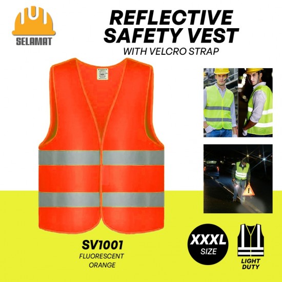 Selamat SV1000/SV1001 Fluorescent Yellow/Fluorescent Orange Reflective Safety Vest With Velcro Strap Selamat SV1000/SV1001 Fluorescent Yellow/Fluorescent Orange Reflective Safety Vest With Velcro Strap