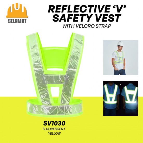 Selamat SV1030 Fluorescent Yellow Reflective 'V' Safety Vest With Velcro Strap Selamat SV1030 Fluorescent Yellow Reflective 'V' Safety Vest With Velcro Strap