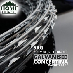 Home Store Galvanised Concertina Razor Barbed Tape Wire 5KG 300MM (D) x 10M (L)