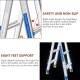 Home Store Aluminium Multipurpose Household Ladder 4 Step 3.8FT Extended 'A' Shape to 6.4FT, Straight Length 13FT
