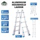 Home Store Aluminium Multipurpose Household Ladder 5 Step 4.6FT Extended 'A' Shape to 8FT, Straight Length 16.8FT