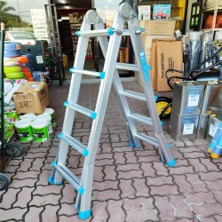 Home Store Aluminium Multipurpose Household Ladder 5 Step 4.6FT Extended 'A' Shape to 8FT, Straight Length 16.8FT