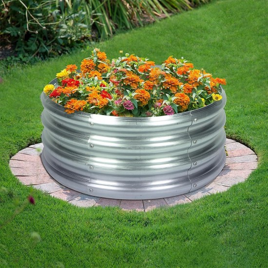 Home Store Type 1A Galvanized Raised Garden Bed 900MM (D) x 290MM (H) - Round Home Store Type 1A Galvanized Raised Garden Bed 900MM (D) x 290MM (H) - Round