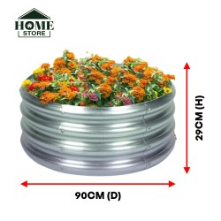 Home Store Type 1A Galvanized Raised Garden Bed 900MM (D) x 290MM (H) - Round Home Store Type 1A Galvanized Raised Garden Bed 900MM (D) x 290MM (H) - Round