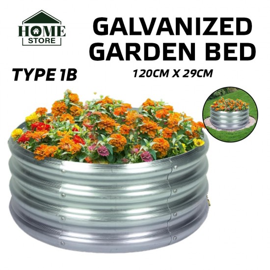 Home Store Type 1B Galvanized Raised Garden Bed 1200MM (D) x 290MM (H) - Round Home Store Type 1B Galvanized Raised Garden Bed 1200MM (D) x 290MM (H) - Round