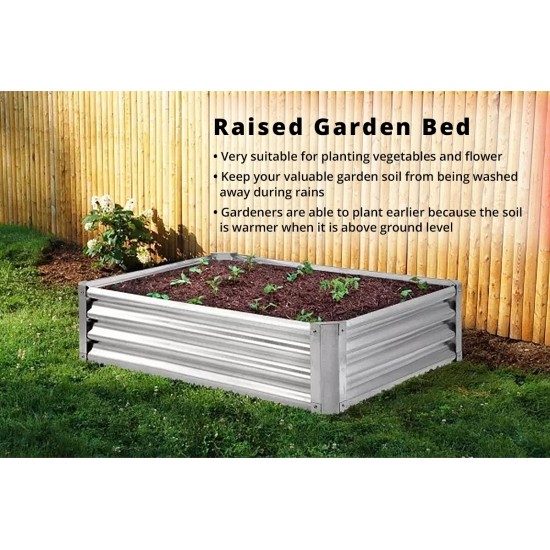 Home Store Type 5A Galvanized Raised Garden Bed 1000MM (L) x 500MM (W) x 300MM (H) - Rectangular