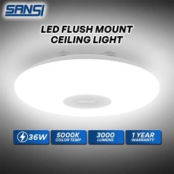 SANSI 36W LED Flush Mount Ceiling Light 5000K Cool White 3000 Lumens Full Moon Series 40CM (D)