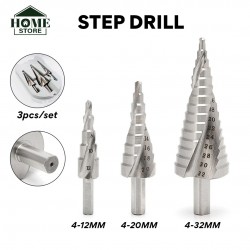 Home Store 3PCS HSS Step Drill Bit Set Hole Saw (4-12MM, 4-20MM, 4-32MM)
