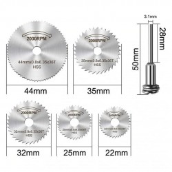 Home Store Mini Saw Blades Rotary Tool HSS Circular Saw Cutting Disc 22MM/ 25MM/ 32MM/ 35MM/ 44MM (D) x 6.35MM (BD) x 0.8MM (T) - 6PCS/SET Home Store Mini Saw Blades Rotary Tool HSS Circular Saw Cutting Disc 22MM/ 25MM/ 32MM/ 35MM/ 44MM (D) x 6.35MM (BD) x 0.8MM (T) - 6PCS/SET