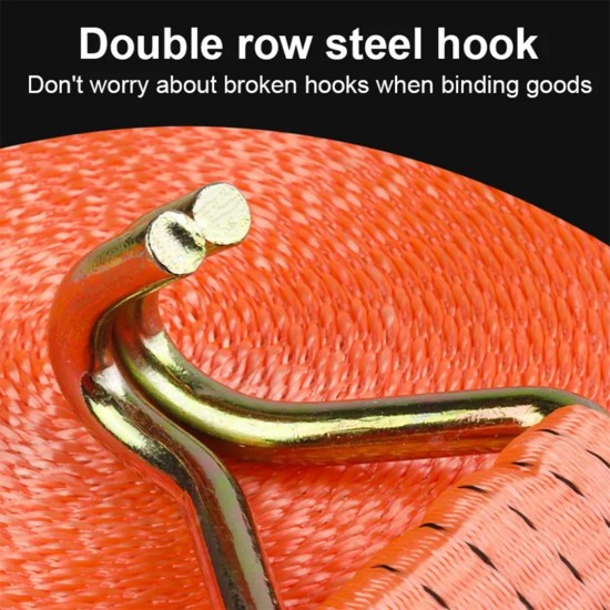 Selamat RS210 Polyester Ratchet Tie Down Strap Heavy Duty Cargo Belt With Metal Hook, Clip & Lock 50MM (W) x 10M (L) - 2TON