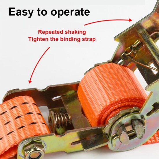 Selamat RS210 Polyester Ratchet Tie Down Strap Heavy Duty Cargo Belt With Metal Hook, Clip & Lock 50MM (W) x 10M (L) - 2TON