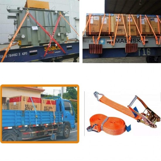 Selamat RS210 Polyester Ratchet Tie Down Strap Heavy Duty Cargo Belt With Metal Hook, Clip & Lock 50MM (W) x 10M (L) - 2TON