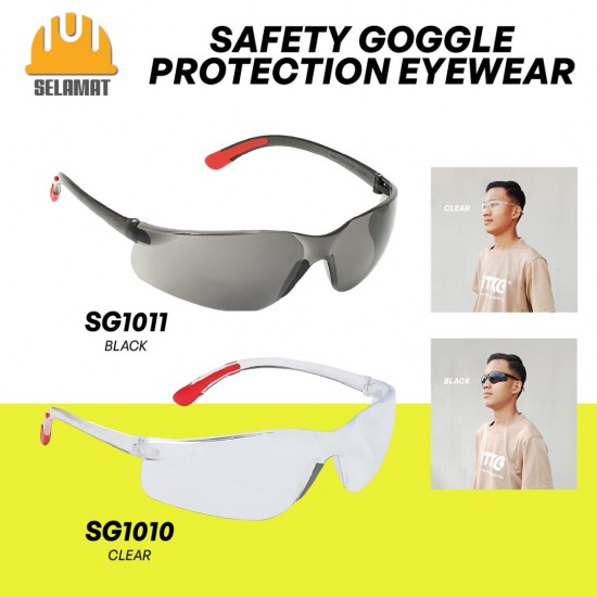 Selamat SG1010 (Clear) / SG1011 (Black) Safety Goggles Aerodynamic Protective Eyewear Selamat SG1010 (Clear) / SG1011 (Black) Safety Goggles Aerodynamic Protective Eyewear