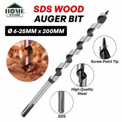Home Store SDS Plus Wood Auger Drill Bit 6.0MM ~ 25.00MM (D) x 200MM (L)