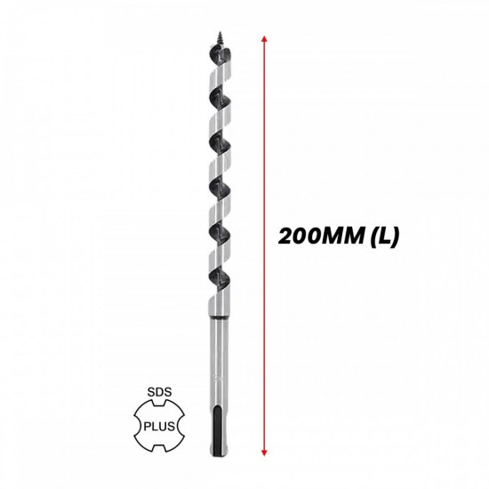 Home Store SDS Plus Wood Auger Drill Bit 6.0MM ~ 25.00MM (D) x 200MM (L)