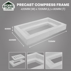 Home Store Precast Compress Frame 420MM (W) x 720MM (L) x 80MM (T) With Reinforment Y10SQ Steel Bars & Fibre Strands For Slab Size 300MM (W) x 600MM (L) x 50MM (T)