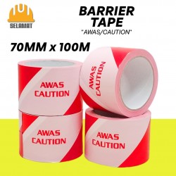 Selamat Barrier Tape Awas/Caution Non-Adhesive Barricade Warning Ribbon Tape Red/White 70MM (W) x 100M - 1PC