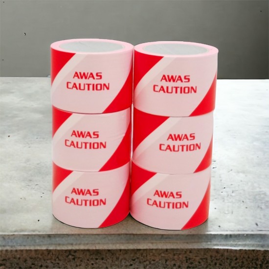 Selamat Barrier Tape Awas/Caution Non-Adhesive Barricade Warning Ribbon Tape Red/White 70MM (W) x 100M - 1PC Selamat Barrier Tape Awas/Caution Non-Adhesive Barricade Warning Ribbon Tape Red/White 70MM (W) x 100M - 1PC