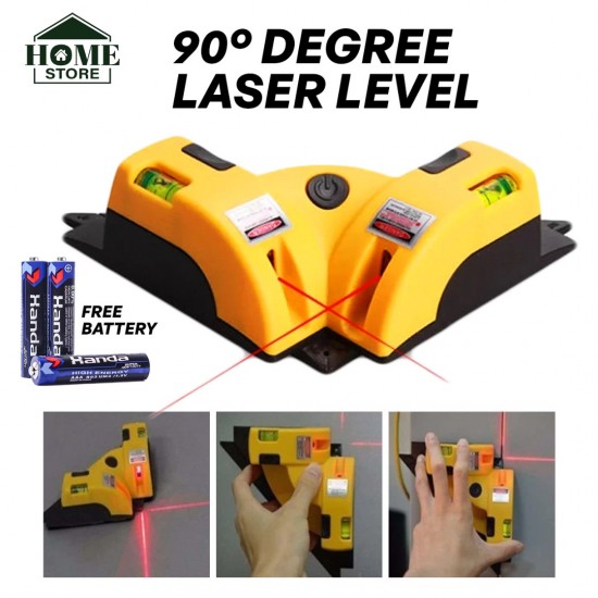 Home Store LL300 Square 90 Degree Right Angle Infrared Laser Level With Suction Cup (Yellow)
