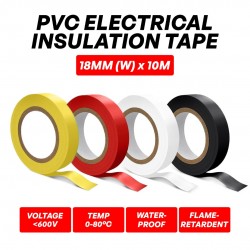 Mileqi PVC Electrical Insulation Tape 18MM (W) x 10M (L) x 0.13MM (T) - Black, Red, White, Yellow