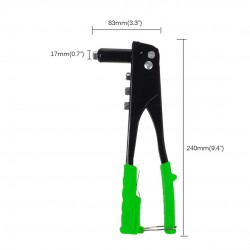 CN JM-1001 Hand Riveter 9.5'' (240MM) C/W 4 Nozzle Head 2.4MM, 3.2MM, 4.0MM, 4.8MM CN JM-1001 Hand Riveter 9.5'' (240MM) C/W 4 Nozzle Head 2.4MM, 3.2MM, 4.0MM, 4.8MM