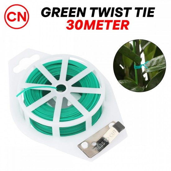 CN "Keying'' Black/Green Twist Tie 30M (L) C/W PLastic Roll Holder & Attached Cutter CN "Keying'' Black/Green Twist Tie 30M (L) C/W PLastic Roll Holder & Attached Cutter