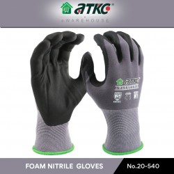 ATKC® MaxGlove 20-540 Grey Black Nitrile Safety Gloves Spandex Knit Shell - M / L / XL