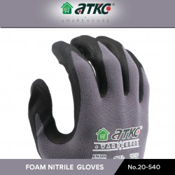 ATKC® MaxGlove 20-540 Grey Black Nitrile Safety Gloves Spandex Knit Shell - M / L / XL
