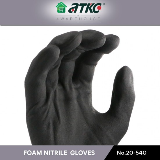 ATKC® MaxGlove 20-540 Grey Black Nitrile Safety Gloves Spandex Knit Shell - M / L / XL ATKC® MaxGlove 20-540 Grey Black Nitrile Safety Gloves Spandex Knit Shell - M / L / XL
