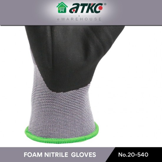 ATKC® MaxGlove 20-540 Grey Black Nitrile Safety Gloves Spandex Knit Shell - M / L / XL ATKC® MaxGlove 20-540 Grey Black Nitrile Safety Gloves Spandex Knit Shell - M / L / XL
