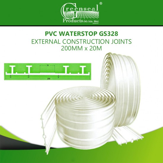 Greenseal PVC Waterstop GS328 External Construction Joints 200MM (W) x 20M (L) Greenseal PVC Waterstop GS328 External Construction Joints 200MM (W) x 20M (L)