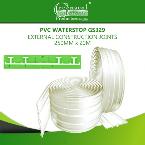 Greenseal PVC Waterstop GS329 External Construction Joints 250MM (W) x 20M (L) Greenseal PVC Waterstop GS329 External Construction Joints 250MM (W) x 20M (L)