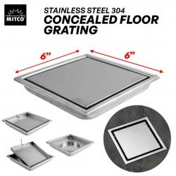 Mitco MT773SS Square Concealed Floor Grating 6'' x 6'' - Stainless Steel 304