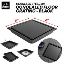Mitco MT773BK Square Concealed Floor Grating 6'' x 6'' Stainless Steel 304 - Black