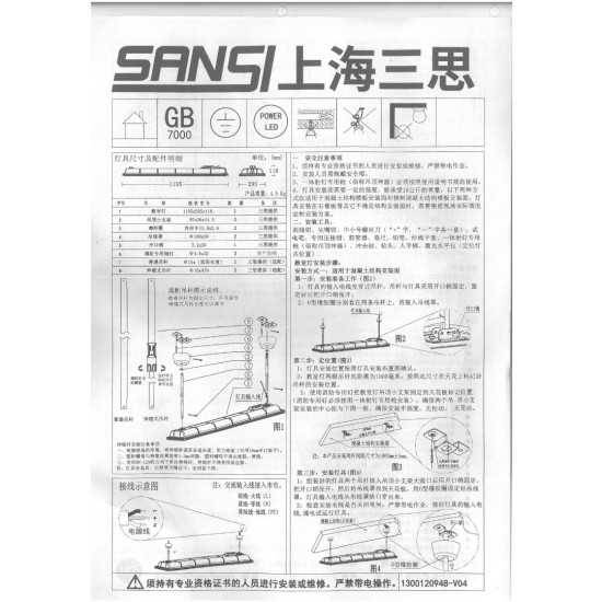 SANSI CJASA300 36W LED Lighting Fixtures For Workstation, Office, Classroom Lamp 5000K Cool White 