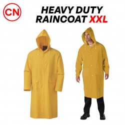 CN Heavy Duty Long Knee Yellow Raincoat With Hood & 2 Pockets XXL Size