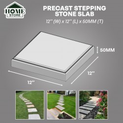 Home Store Precast Stepping Stone Slab For Gardening & Landscape 12'' 304.8MM (W) x 12'' 304.8MM (L) x 50MM (T) - Bare Finish