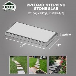 Home Store Precast Stepping Stone Slab For Gardening & Landscape 12'' 304.8MM (W) x 24'' 609.6MM (L) x 50MM (T) - Bare Finish