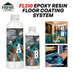 Home Store FL210 Epoxy Resin 2-Component Epoxy Floor Coating System 1.5KG (A Resin: 1.0KG + B Hardener: 0.5KG)