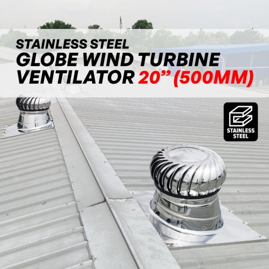 Stainless Steel #430 Globe Wind Turbine Roof Ventilator 20'' (500MM) Stainless Steel #430 Globe Wind Turbine Roof Ventilator 20'' (500MM)