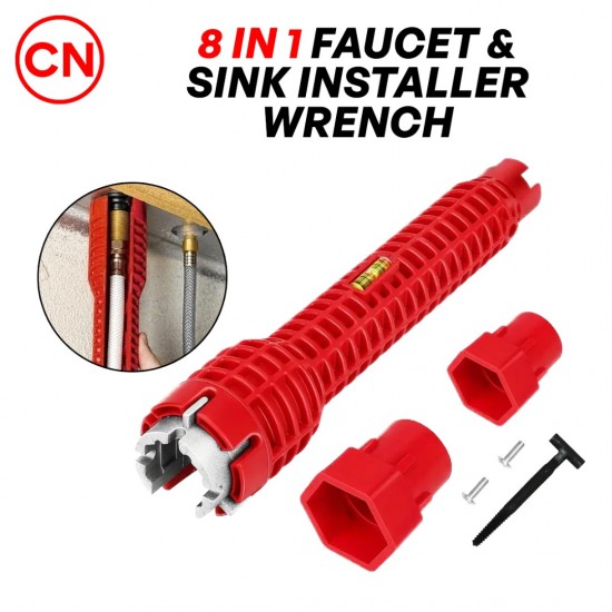 CN ''ALBO TOOLS'' High Strength 8 In 1 Multifunctional Faucet & Sink Installer Plumbing Wrench CN ''ALBO TOOLS'' High Strength 8 In 1 Multifunctional Faucet & Sink Installer Plumbing Wrench