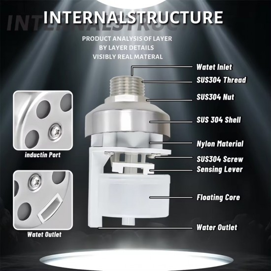 Home Store Mini Stainless Steel 304 Automatic Water Level Control Float Valve Mount Inside 1/2'' Home Store Mini Stainless Steel 304 Automatic Water Level Control Float Valve Mount Inside 1/2''