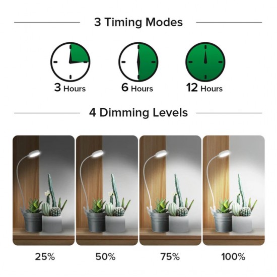 SANSI 10W Pot Clip LED Grow Light Goose Neck Full Spectrum 4000K Daylight With 4-Level Dimmable & Timer SANSI 10W Pot Clip LED Grow Light Goose Neck Full Spectrum 4000K Daylight With 4-Level Dimmable & Timer
