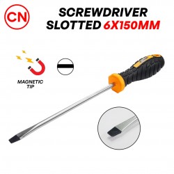 CN 'CHDL' Rubber Grip CR-V Magnetic Tip Screwdriver Slotted (-) 6MM x 150MM