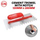 CN Steel Mosaic Cement Trowel With L-Shape Notch 10MM Teeth 120MM (W) x 280MM (L) - Red PVC Handle CN Steel Mosaic Cement Trowel With L-Shape Notch 10MM Teeth 120MM (W) x 280MM (L) - Red PVC Handle