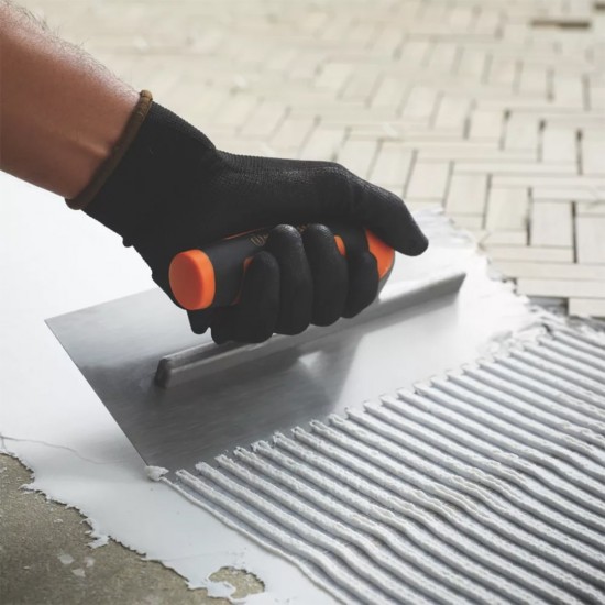 CN Steel Mosaic Cement Trowel With L-Shape Notch 10MM Teeth 120MM (W) x 280MM (L) - Red PVC Handle CN Steel Mosaic Cement Trowel With L-Shape Notch 10MM Teeth 120MM (W) x 280MM (L) - Red PVC Handle