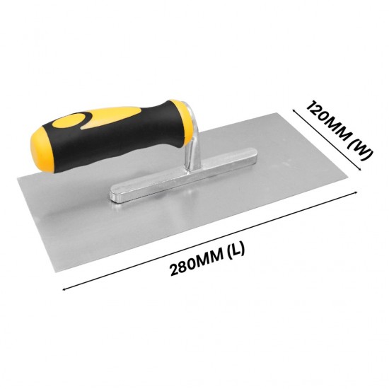 CN 'CHDL' Heavy Duty Steel Plastering Cement Trowel 120MM (W) x 280MM (L) - Rubber Grip Handle CN 'CHDL' Heavy Duty Steel Plastering Cement Trowel 120MM (W) x 280MM (L) - Rubber Grip Handle